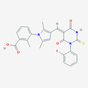 3-(3-{(Z)-[1-(2-fluorophenyl)-4,6-dioxo-2-thioxotetrahydropyrimidin-5(2H)-ylidene]methyl}-2,5-dimethyl-1H-pyrrol-1-yl)-2-methylbenzoic acid