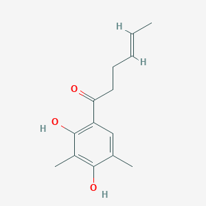 molecular formula C14H18O3 B3285229 (E)-1-(2,4-Dihydroxy-3,5-dimethylphenyl)-4-hexen-1-one CAS No. 79950-82-6