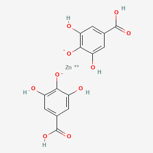 molecular formula C14H10O10Zn B3285286 Gallic acid, zinc salt, basic CAS No. 8006-22-2