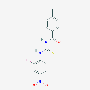 molecular formula C15H12FN3O3S B328529 N-{2-fluoro-4-nitrophenyl}-N'-(4-methylbenzoyl)thiourea 