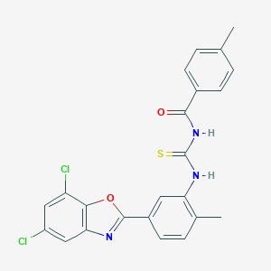 molecular formula C23H17Cl2N3O2S B328534 N-{[5-(5,7-dichloro-1,3-benzoxazol-2-yl)-2-methylphenyl]carbamothioyl}-4-methylbenzamide 