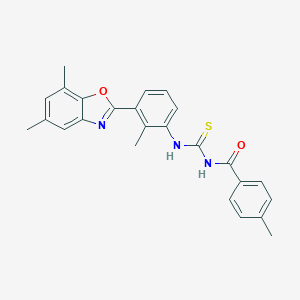 molecular formula C25H23N3O2S B328535 N-[[3-(5,7-dimethyl-1,3-benzoxazol-2-yl)-2-methylphenyl]carbamothioyl]-4-methylbenzamide 