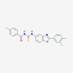 molecular formula C24H21N3O2S B328541 N-[[2-(3,4-dimethylphenyl)-1,3-benzoxazol-5-yl]carbamothioyl]-4-methylbenzamide 