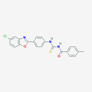 molecular formula C22H16ClN3O2S B328543 N-[[4-(5-chloro-1,3-benzoxazol-2-yl)phenyl]carbamothioyl]-4-methylbenzamide CAS No. 6417-77-2