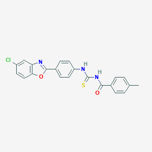 molecular formula C22H16ClN3O2S B328543 N-[4-(5-chloro-1,3-benzoxazol-2-yl)phenyl]-N'-(4-methylbenzoyl)thiourea CAS No. 6417-77-2