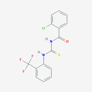 molecular formula C15H10ClF3N2OS B328549 2-chloro-N-{[2-(trifluoromethyl)phenyl]carbamothioyl}benzamide 