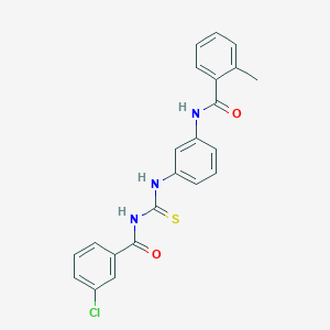 molecular formula C22H18ClN3O2S B328560 N-[3-({[(3-chlorobenzoyl)amino]carbothioyl}amino)phenyl]-2-methylbenzamide 