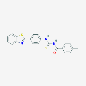 molecular formula C22H17N3OS2 B328562 N-{[4-(1,3-benzothiazol-2-yl)phenyl]carbamothioyl}-4-methylbenzamide 