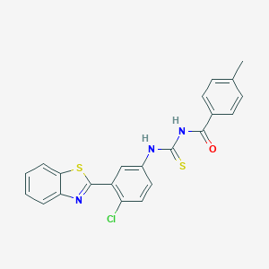 molecular formula C22H16ClN3OS2 B328565 N-[[3-(1,3-benzothiazol-2-yl)-4-chlorophenyl]carbamothioyl]-4-methylbenzamide 