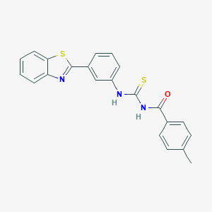 molecular formula C22H17N3OS2 B328566 N-{[3-(1,3-benzothiazol-2-yl)phenyl]carbamothioyl}-4-methylbenzamide 