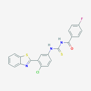 molecular formula C21H13ClFN3OS2 B328568 N-[3-(1,3-benzothiazol-2-yl)-4-chlorophenyl]-N'-(4-fluorobenzoyl)thiourea 