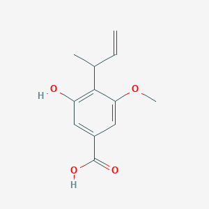 molecular formula C12H14O4 B3285765 4-(But-3-en-2-yl)-3-hydroxy-5-methoxybenzoic acid CAS No. 81184-33-0