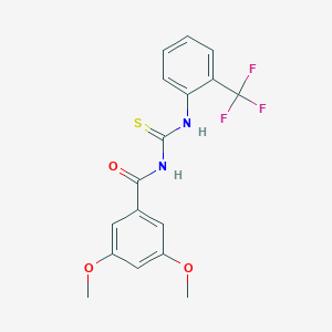 molecular formula C17H15F3N2O3S B328591 3,5-dimethoxy-N-{[2-(trifluoromethyl)phenyl]carbamothioyl}benzamide 