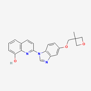 molecular formula C21H19N3O3 B3285918 2-(5-((3-methyloxetan-3-yl)methoxy)-1H-benzo[d]imidazol-1-yl)quinolin-8-ol CAS No. 816463-38-4