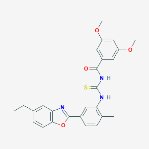 molecular formula C26H25N3O4S B328595 N-{[5-(5-ethyl-1,3-benzoxazol-2-yl)-2-methylphenyl]carbamothioyl}-3,5-dimethoxybenzamide 