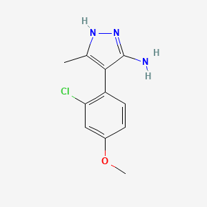 molecular formula C11H12ClN3O B3286003 4-(2-Chloro-4-methoxyphenyl)-5-methyl-1H-pyrazol-3-amine CAS No. 817636-89-8