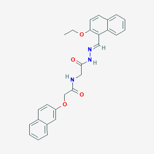 N-(2-{(2E)-2-[(2-ethoxynaphthalen-1-yl)methylidene]hydrazinyl}-2-oxoethyl)-2-(naphthalen-2-yloxy)acetamide (non-preferred name)