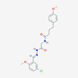 molecular formula C21H24ClN3O4 B328602 N-{2-[2-(5-chloro-2-methoxybenzylidene)hydrazino]-2-oxoethyl}-4-(4-methoxyphenyl)butanamide 