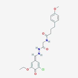 N-[2-[2-[(Z)-(3-chloro-5-ethoxy-4-oxocyclohexa-2,5-dien-1-ylidene)methyl]hydrazinyl]-2-oxoethyl]-4-(4-methoxyphenyl)butanamide