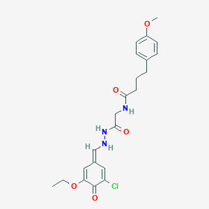 molecular formula C22H26ClN3O5 B328612 N-[2-[2-[(Z)-(3-chloro-5-ethoxy-4-oxocyclohexa-2,5-dien-1-ylidene)methyl]hydrazinyl]-2-oxoethyl]-4-(4-methoxyphenyl)butanamide 