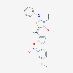 molecular formula C23H19N3O5S B328617 3-Ethyl-5-[(5-{2-nitro-4-methoxyphenyl}-2-furyl)methylene]-2-(phenylimino)-1,3-thiazolidin-4-one 