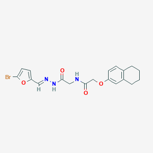 molecular formula C19H20BrN3O4 B328618 N-(2-{2-[(5-bromo-2-furyl)methylene]hydrazino}-2-oxoethyl)-2-(5,6,7,8-tetrahydro-2-naphthalenyloxy)acetamide 