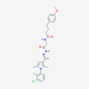 molecular formula C27H31ClN4O3 B328620 N-[2-(2-{[1-(3-chloro-2-methylphenyl)-2,5-dimethyl-1H-pyrrol-3-yl]methylene}hydrazino)-2-oxoethyl]-4-(4-methoxyphenyl)butanamide 