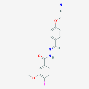 molecular formula C17H14IN3O3 B328631 N'-[4-(cyanomethoxy)benzylidene]-4-iodo-3-methoxybenzohydrazide 