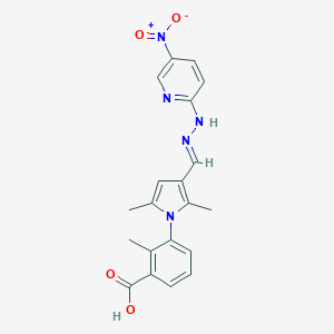 molecular formula C20H19N5O4 B328632 3-(2,5-dimethyl-3-{(E)-[2-(5-nitropyridin-2-yl)hydrazinylidene]methyl}-1H-pyrrol-1-yl)-2-methylbenzoic acid 