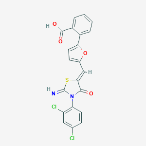 2-(5-{[3-(2,4-Dichlorophenyl)-2-imino-4-oxo-1,3-thiazolidin-5-ylidene]methyl}-2-furyl)benzoic acid
