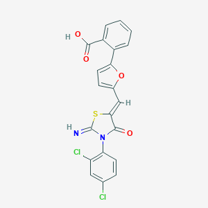 molecular formula C21H12Cl2N2O4S B328640 2-(5-{[3-(2,4-Dichlorophenyl)-2-imino-4-oxo-1,3-thiazolidin-5-ylidene]methyl}-2-furyl)benzoic acid 