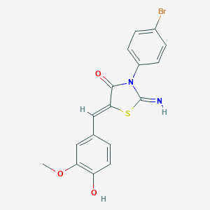 molecular formula C17H13BrN2O3S B328643 (5Z)-3-(4-bromophenyl)-5-(4-hydroxy-3-methoxybenzylidene)-2-imino-1,3-thiazolidin-4-one 