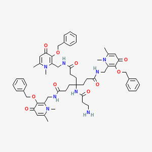 molecular formula C58H70N8O10 B3286455 N,N'-Bis[1,6-dimethyl-3-(benzyloxy)-4-oxo-1,4-dihydropyridine-2-ylmethyl]-4-(3-aminopropionylamino)-4-[3-oxo-3-[1,6-dimethyl-3-(benzyloxy)-4-oxo-1,4-dihydropyridine-2-ylmethylamino]propyl]heptanediamide CAS No. 827331-42-0