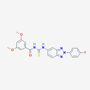 molecular formula C22H18FN5O3S B328652 N-{[2-(4-fluorophenyl)-2H-benzotriazol-5-yl]carbamothioyl}-3,5-dimethoxybenzamide 