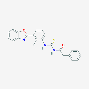 molecular formula C23H19N3O2S B328655 N-{[3-(1,3-benzoxazol-2-yl)-2-methylphenyl]carbamothioyl}-2-phenylacetamide 
