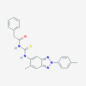 molecular formula C23H21N5OS B328658 N-{[6-methyl-2-(4-methylphenyl)-2H-benzotriazol-5-yl]carbamothioyl}-2-phenylacetamide 