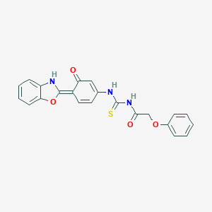 N-[[(4E)-4-(3H-1,3-benzoxazol-2-ylidene)-3-oxocyclohexa-1,5-dien-1-yl]carbamothioyl]-2-phenoxyacetamide