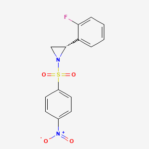 molecular formula C14H11FN2O4S B3286641 (S)-2-(2-Fluorophenyl)-1-((4-nitrophenyl)sulfonyl)aziridine CAS No. 832117-96-1