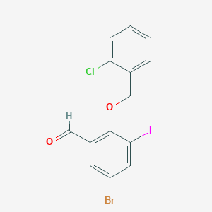 molecular formula C14H9BrClIO2 B3286678 5-Bromo-2-[(2-chlorobenzyl)oxy]-3-iodobenzaldehyde CAS No. 832674-04-1