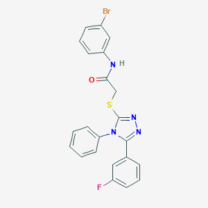 molecular formula C22H16BrFN4OS B328670 N-(3-bromophenyl)-2-{[5-(3-fluorophenyl)-4-phenyl-4H-1,2,4-triazol-3-yl]sulfanyl}acetamide 
