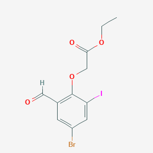 molecular formula C11H10BrIO4 B3286740 Ethyl (4-bromo-2-formyl-6-iodophenoxy)acetate CAS No. 832674-66-5