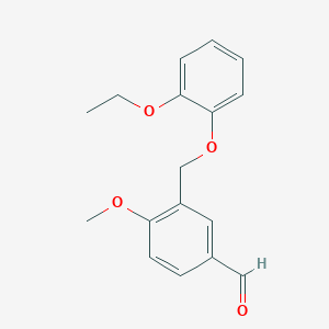 molecular formula C17H18O4 B3286760 3-[(2-Ethoxyphenoxy)methyl]-4-methoxybenzaldehyde CAS No. 832737-18-5