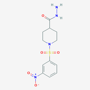 molecular formula C12H16N4O5S B3286761 1-((3-Nitrophenyl)sulfonyl)piperidine-4-carbohydrazide CAS No. 832737-28-7