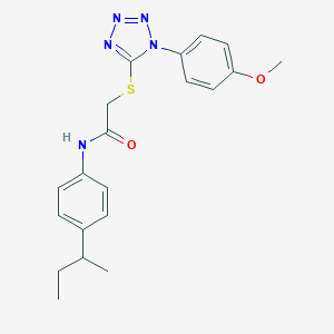 molecular formula C20H23N5O2S B328677 N-(4-sec-butylphenyl)-2-{[1-(4-methoxyphenyl)-1H-tetrazol-5-yl]thio}acetamide 