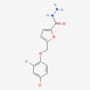 molecular formula C12H10BrClN2O3 B3286794 5-[(4-Bromo-2-chlorophenoxy)methyl]furan-2-carbohydrazide CAS No. 832738-18-8