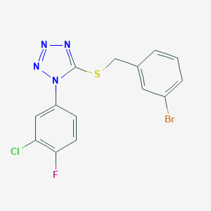 molecular formula C14H9BrClFN4S B328680 5-[(3-bromobenzyl)sulfanyl]-1-(3-chloro-4-fluorophenyl)-1H-tetraazole 