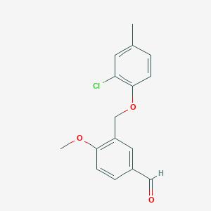 molecular formula C16H15ClO3 B3286815 3-[(2-Chloro-4-methylphenoxy)methyl]-4-methoxybenzaldehyde CAS No. 832739-57-8