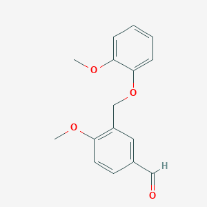 molecular formula C16H16O4 B3286833 4-Methoxy-3-[(2-methoxyphenoxy)methyl]benzaldehyde CAS No. 832739-79-4