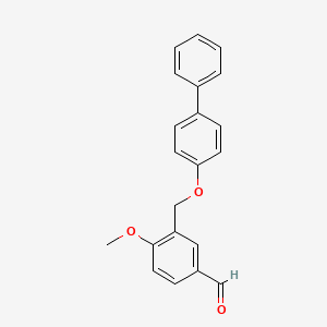 molecular formula C21H18O3 B3286871 4-Methoxy-3-[(4-phenylphenoxy)methyl]benzaldehyde CAS No. 832740-79-1