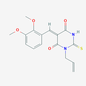 molecular formula C16H16N2O4S B328697 (5Z)-5-(2,3-dimethoxybenzylidene)-1-(prop-2-en-1-yl)-2-thioxodihydropyrimidine-4,6(1H,5H)-dione 